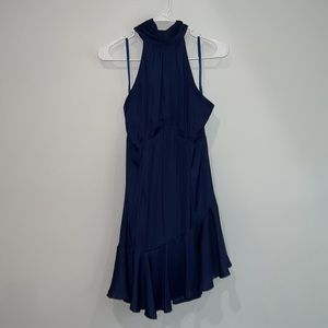 HALTERNECK FLUTED HEM DRESS